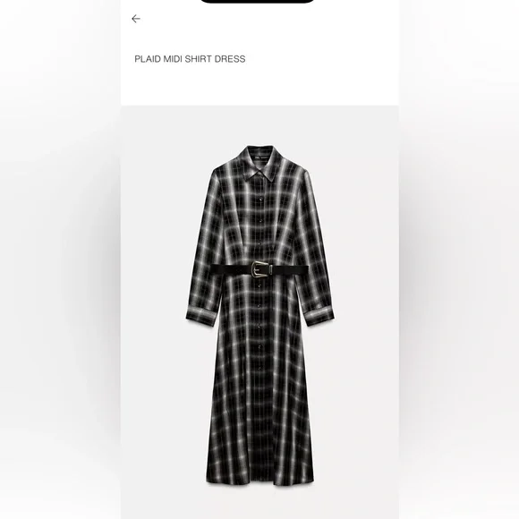 Zara Black and White Checkered Long Sleeve Dress - Picture 1 of 2